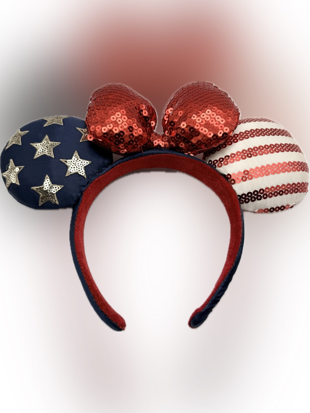 Disney Parks Americana Patriotic Minnie Mouse Sequin Ears